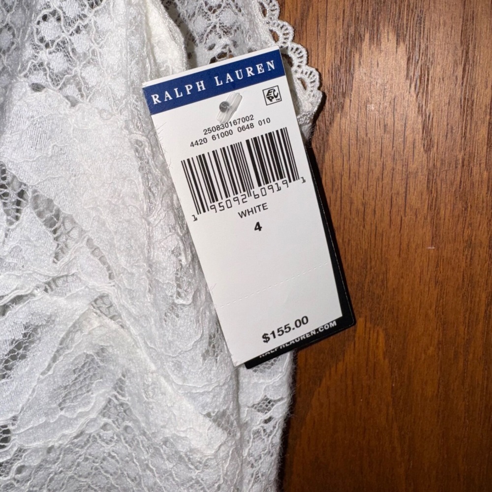 NWT Lauren Ralph Lauren Black Label 4 White Lace Sheath Dress Elegant old money - Picture 2 of 5